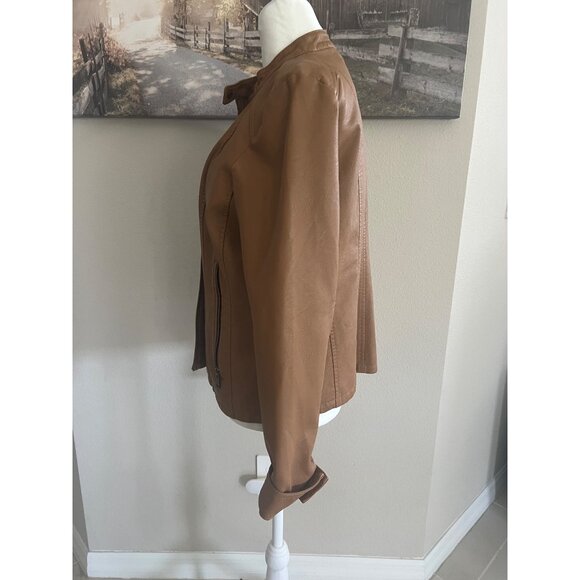 BACCINI faux leather tan jacket size MEDIUM fall - Picture 4 of 8